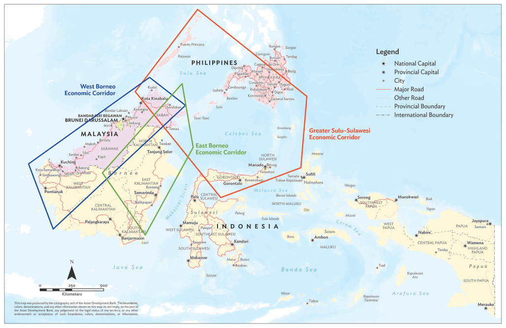 Map of BIMP-EAGA Economic Corridors