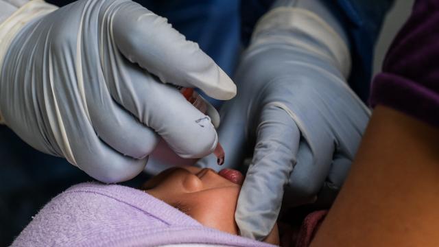 Baby getting vaccine