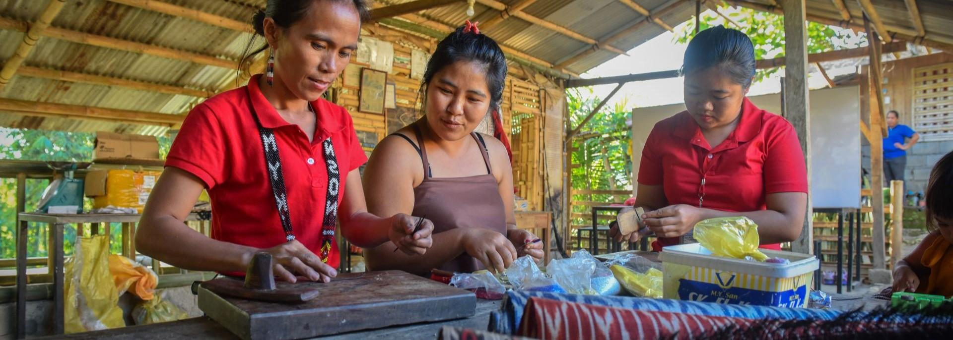 T'boli weavers of T'nalak textile in South Cotabato, Mindanao, Philippines. Photo credit: ADB.